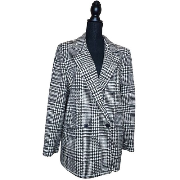 JH COLLECTIBLES B & W Houndstooth Wool Jacket Size 14 - Picture 1 of 15
